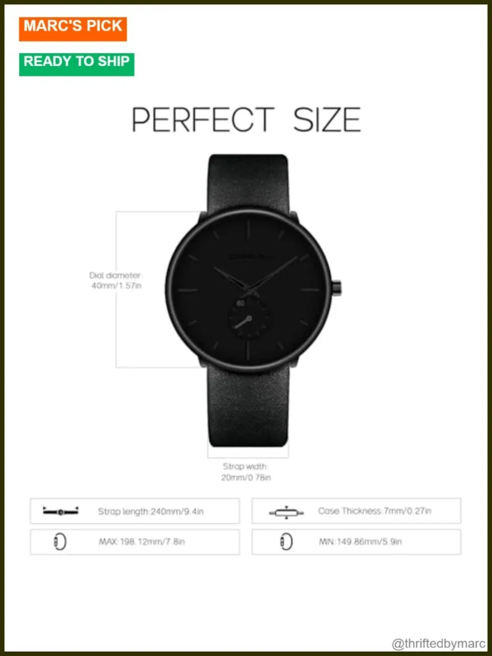 Ultra-Thin Minimalist Waterproof Analog Quartz Leather Strap Wrist Watch
